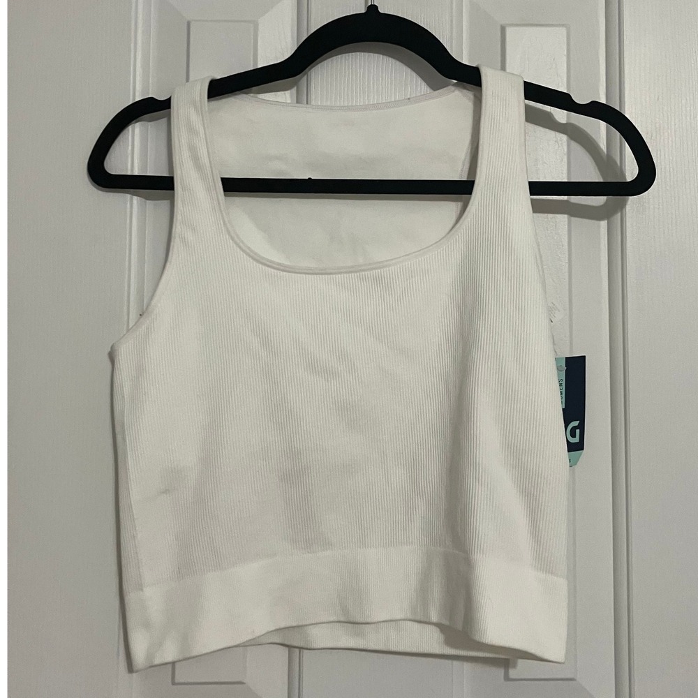NWT DSG Womens Momentum Seamless Crop Tank White Small without cup inserts